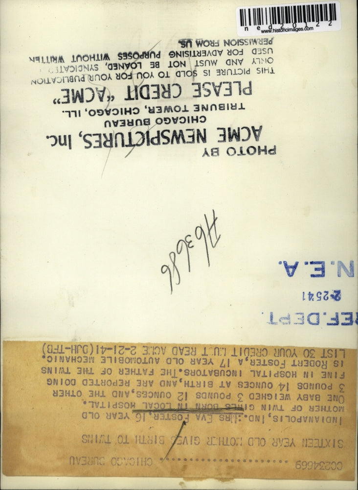 1941 Press Photo Mrs. Eva Foster Gives Birth To Twins In Hospital