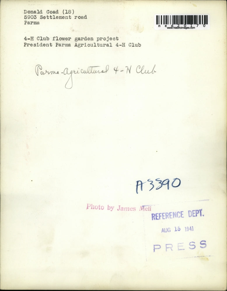 1941 Press Photo Donald Coad Club Flower Garden Project - ned20170