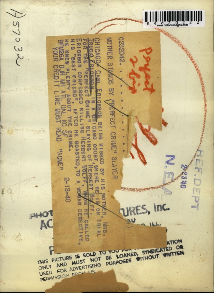 Load image into Gallery viewer, 1940 Press Photo Carl Erickson Confesses To Killing Herbert Wolff
