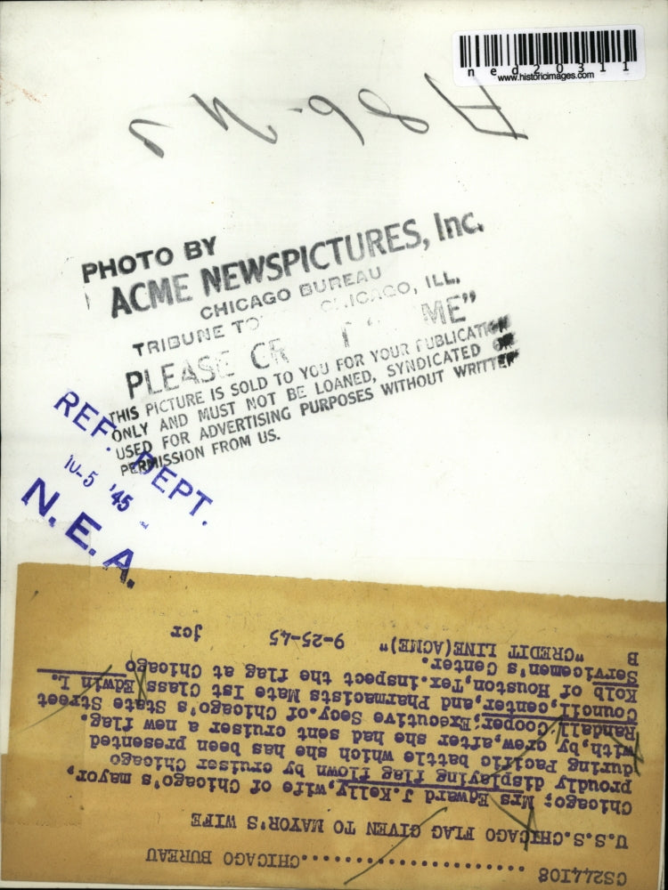 Load image into Gallery viewer, 1945 Press Photo Chicago Edward J. Kelly Mayor Randall Cooper Edwin L. Kolb
