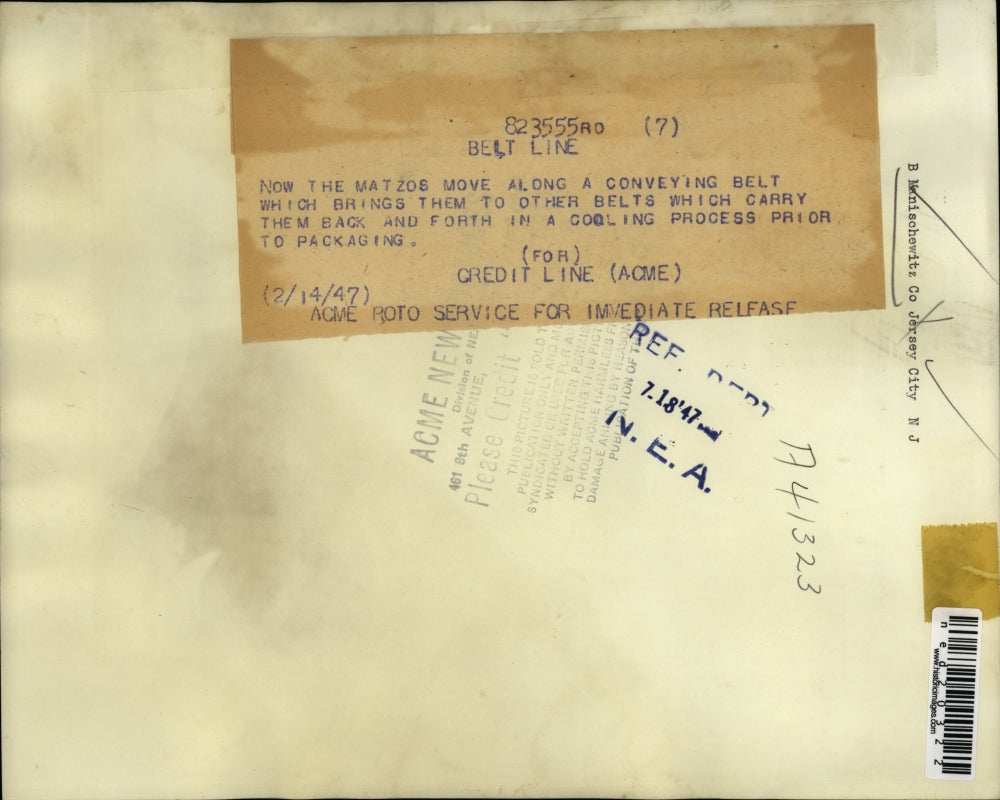 1947 Press Photo Maniscgewitz Company in Jercity City, New Jersey