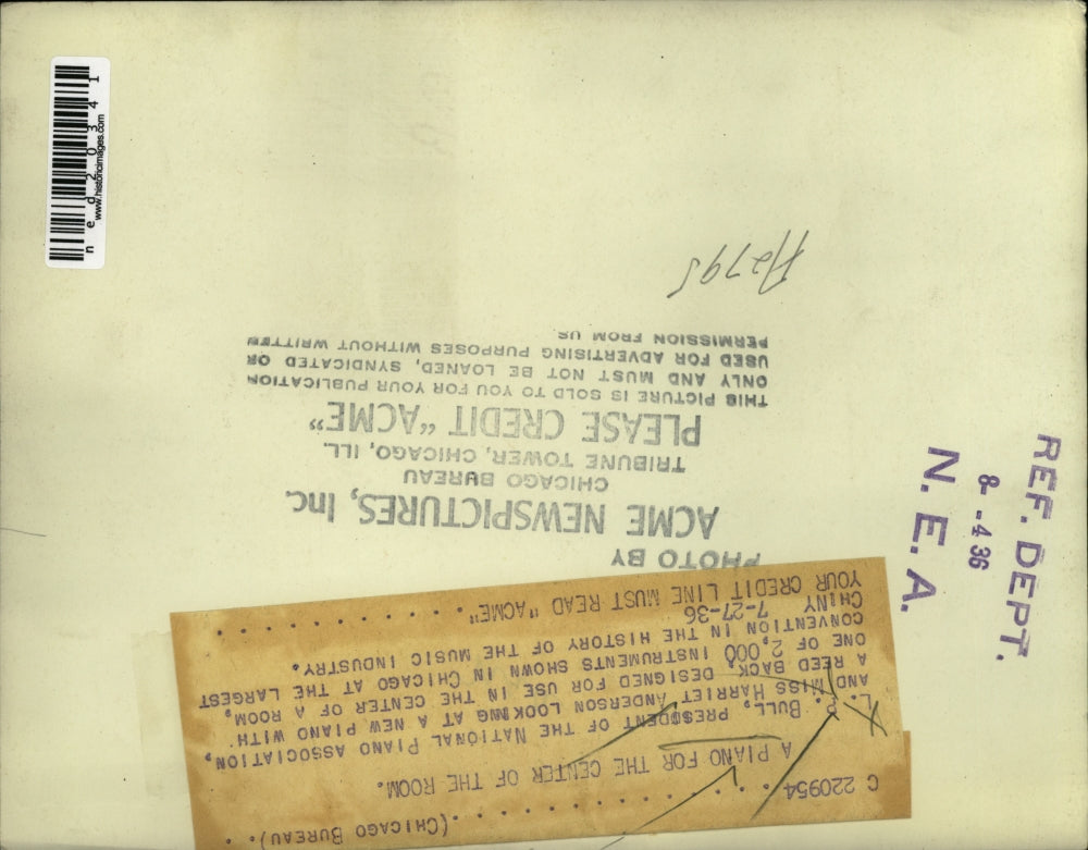 1936 Press Photo A piano for the center of the room