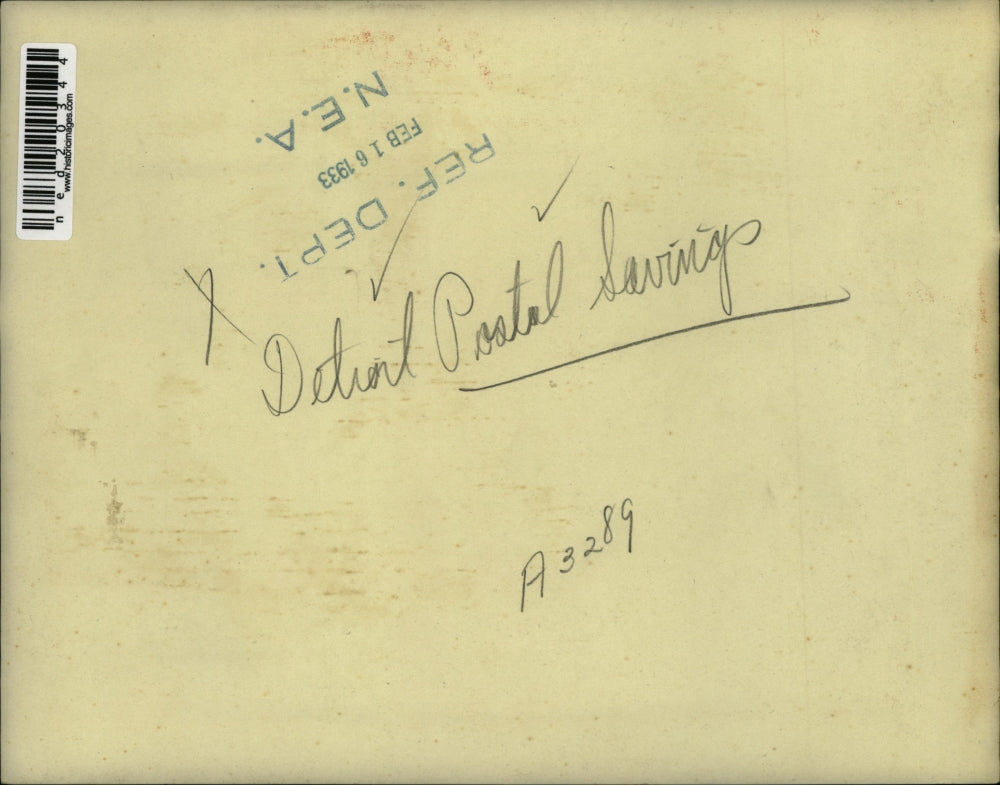 1933 Press Photo Detroit Postal Savings