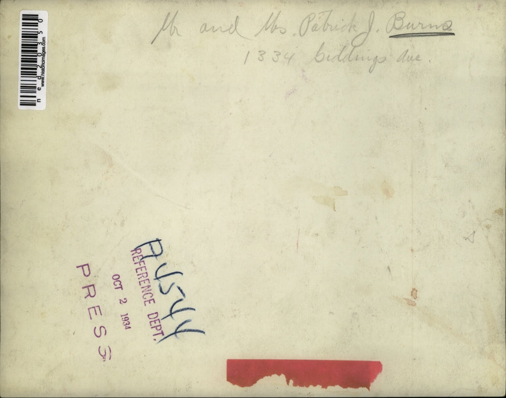 1934 Press Photo Mr. and Mrs. Patrick Burns - ned20350