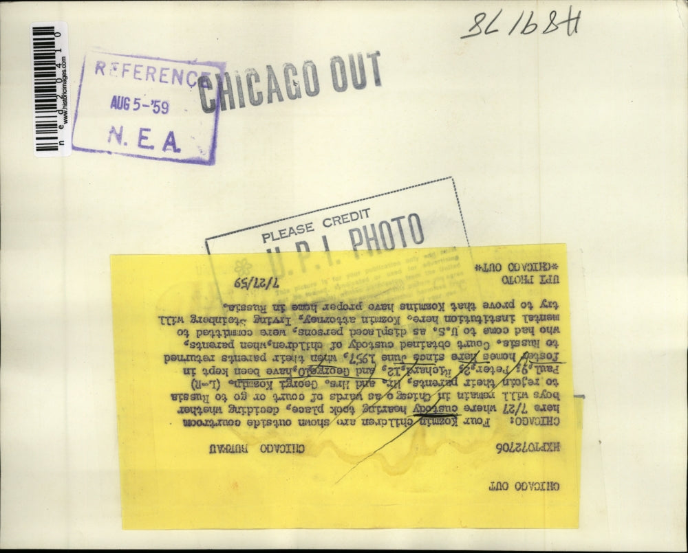 1959 Press Photo The four Kozmin brothers outside the courtroom.