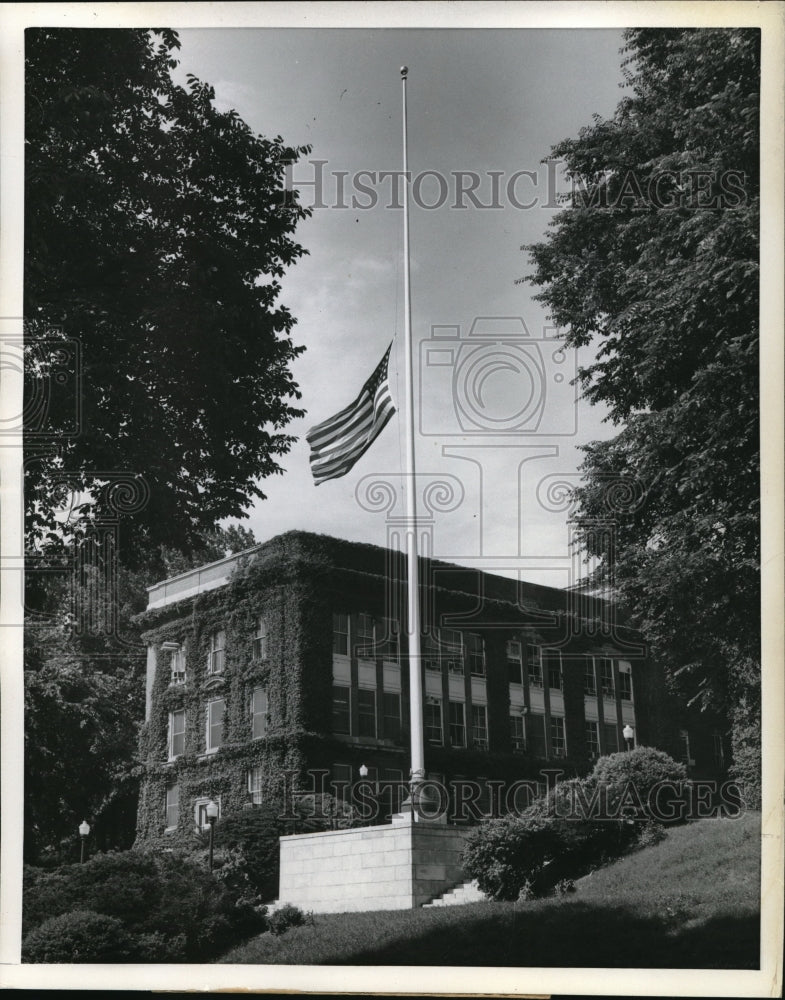 Load image into Gallery viewer, 1959 Press Photo Flag Flies At Half Mast For John Foster Dullies
