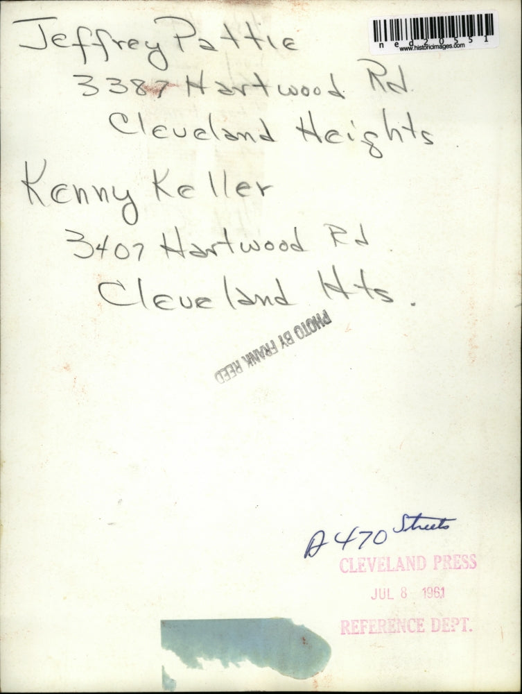 1961 Press Photo Jeffrey Pattie and Kenny Keller playing in Cleveland Heights