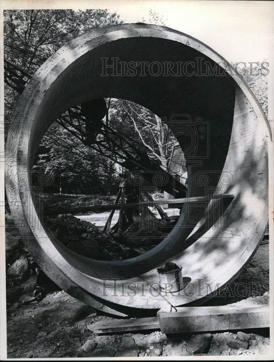 1966 Press Photo Sewer lines being installed on Washington Blvd.