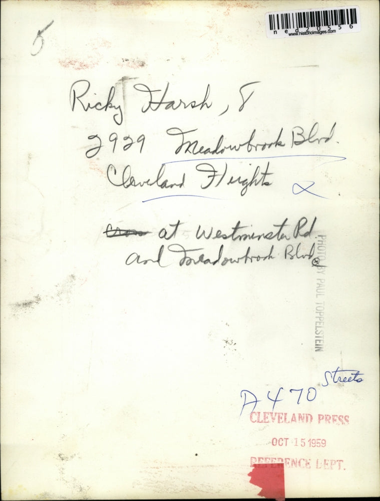 1959 Press Photo Ricky Harsh of Cleveland Heights on a pile of dirt