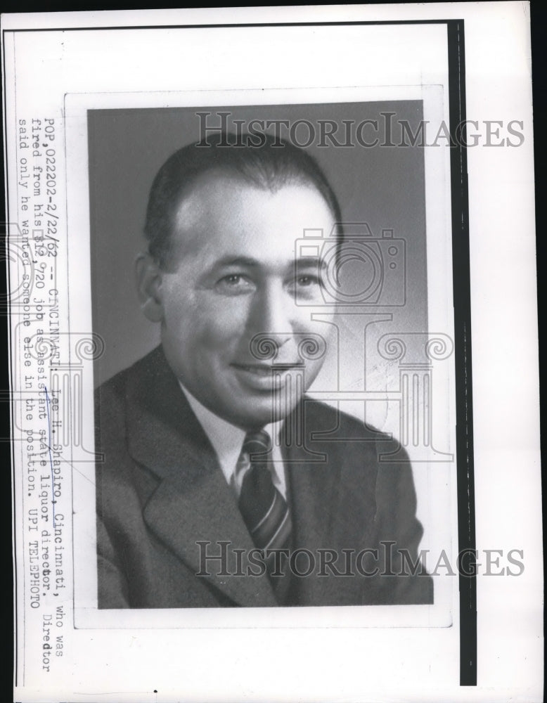 1962 Press Photo Lee H. Shapiro Was Fired From $12,720 Job As Assistant