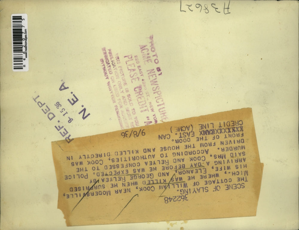 1936 Press Photo The cottage of William Cook who was killed after he shocked his