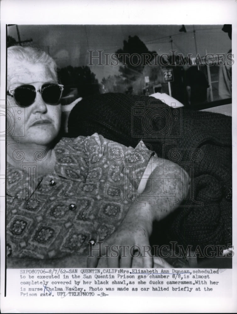 1962 Press Photo Mrs. Elizabeth Ann Duncan To Be Executed In Gas Chamber