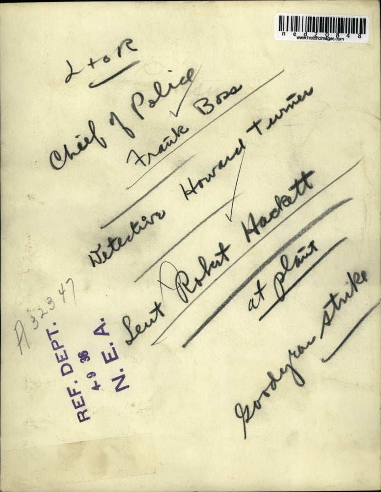 1936 Press Photo Frank Boss Howard Turner Robert Hackett Goodyran Strike