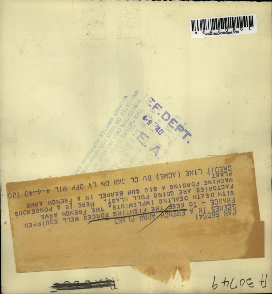 1940 Press Photo French Arms Plant Making Weapons For War