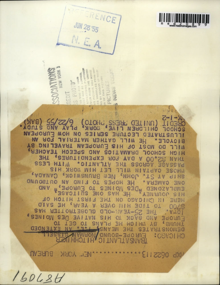 1955 Press Photo Norman Bissell Plans To Go From Des Moines To Europe