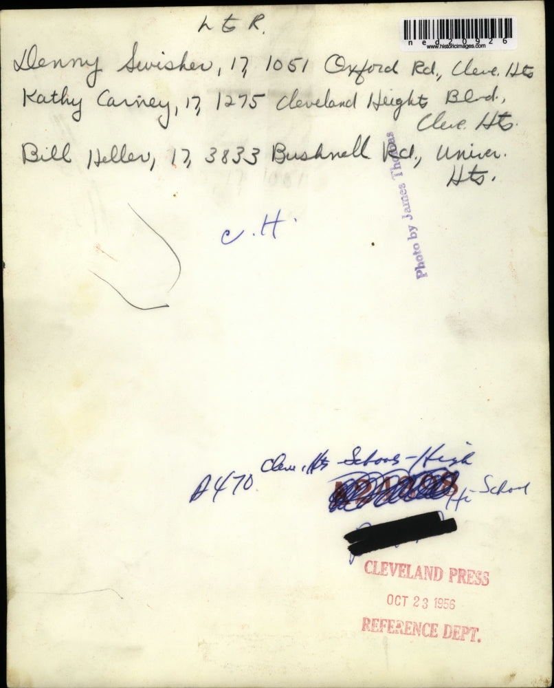 1956 Press Photo Denny Swisher, Kathy Carney, Bill Heller Pinning Posters