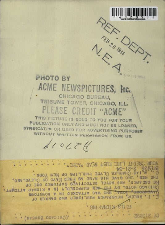 1934 Press Photo E.P. Adler escaped in a kidnap attempt