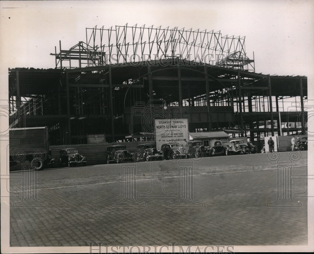 1935 Press Photo Pier for German liners being built