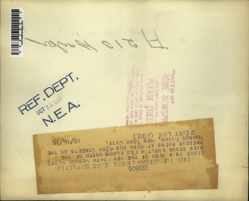 1935 Press Photo Pier for German liners being built