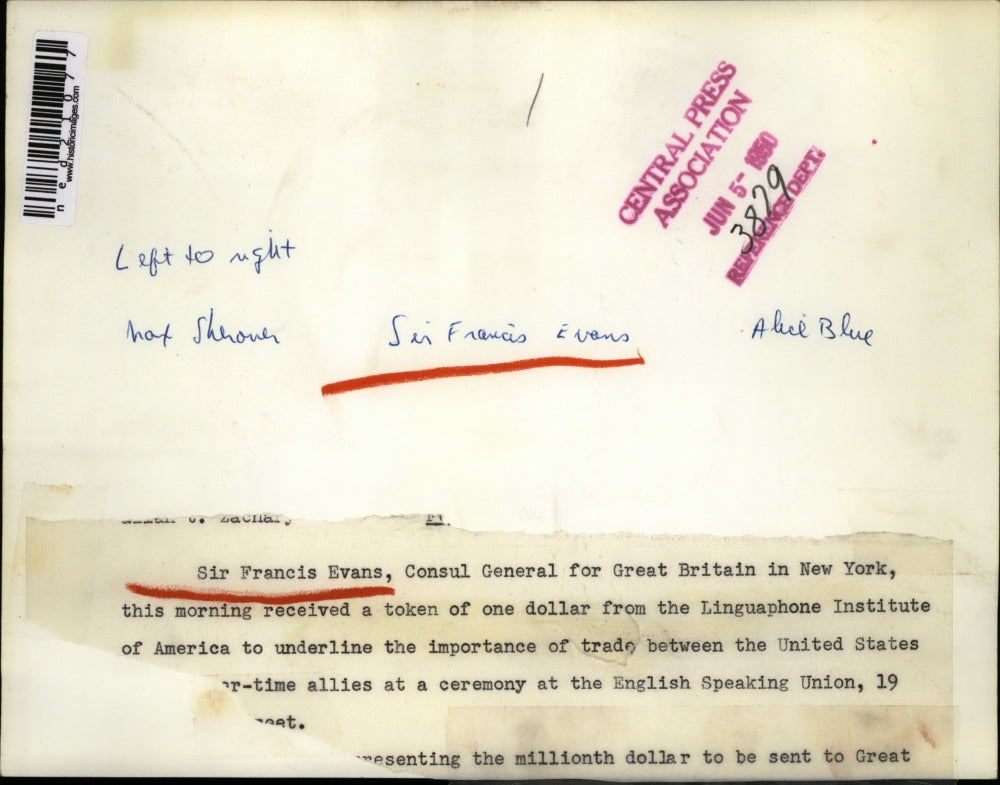 1950 Press Photo Sir Francis Evans Britain New York America Linguaphone