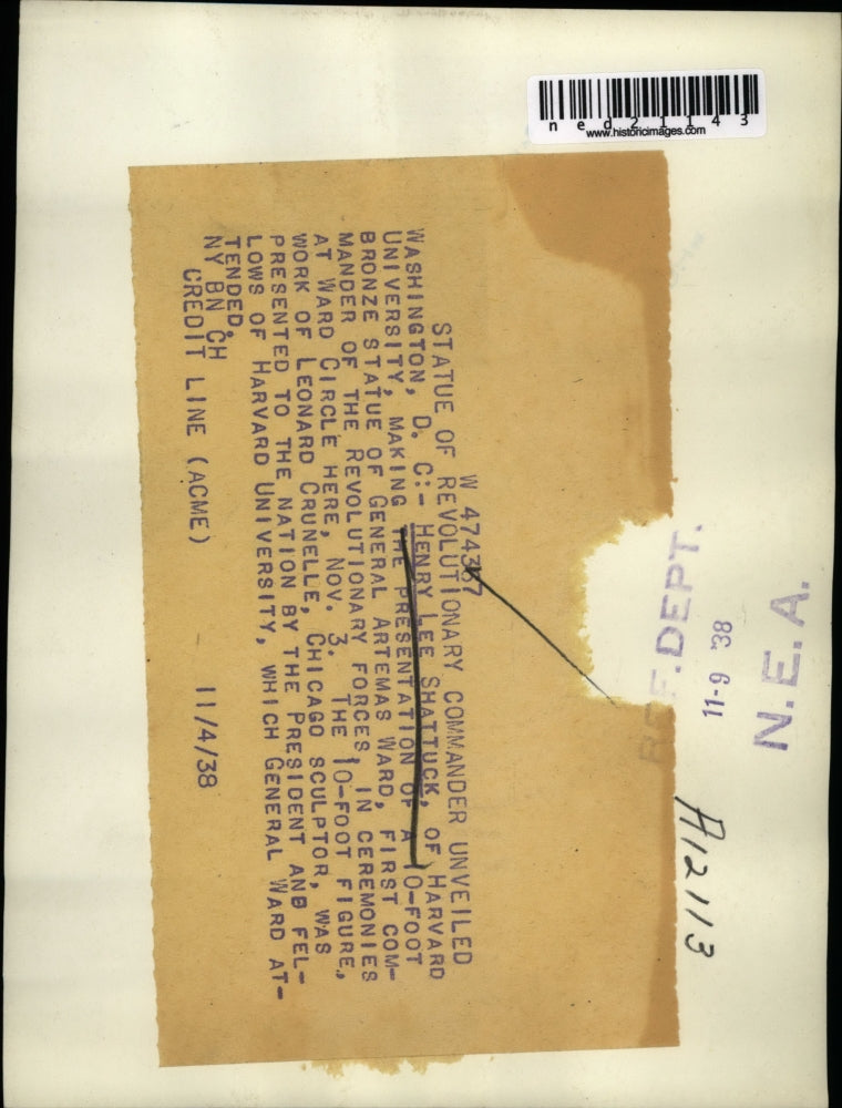 1938 Press Photo Henry Lee Shattuck Harvard University Professor Statue Speech