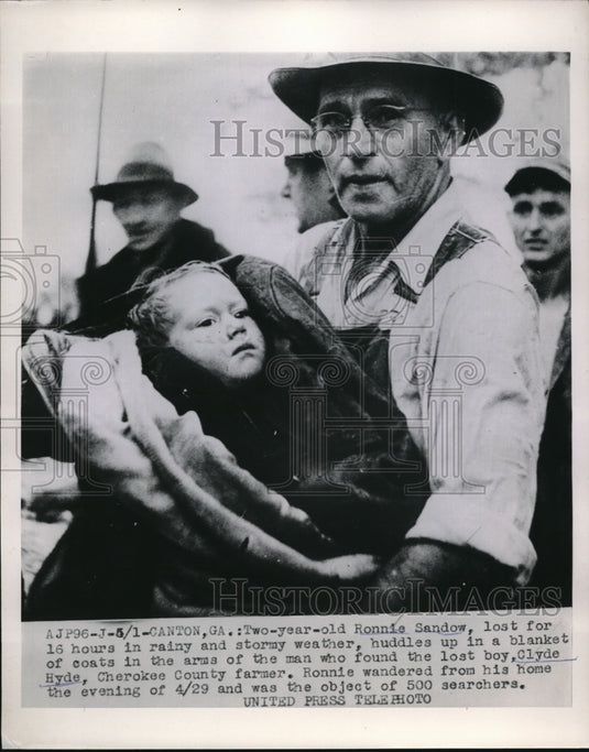 1953 Press Photo Canton Georgia Ronnie Sandow Storm Lost Clyde Hyde Cherokee