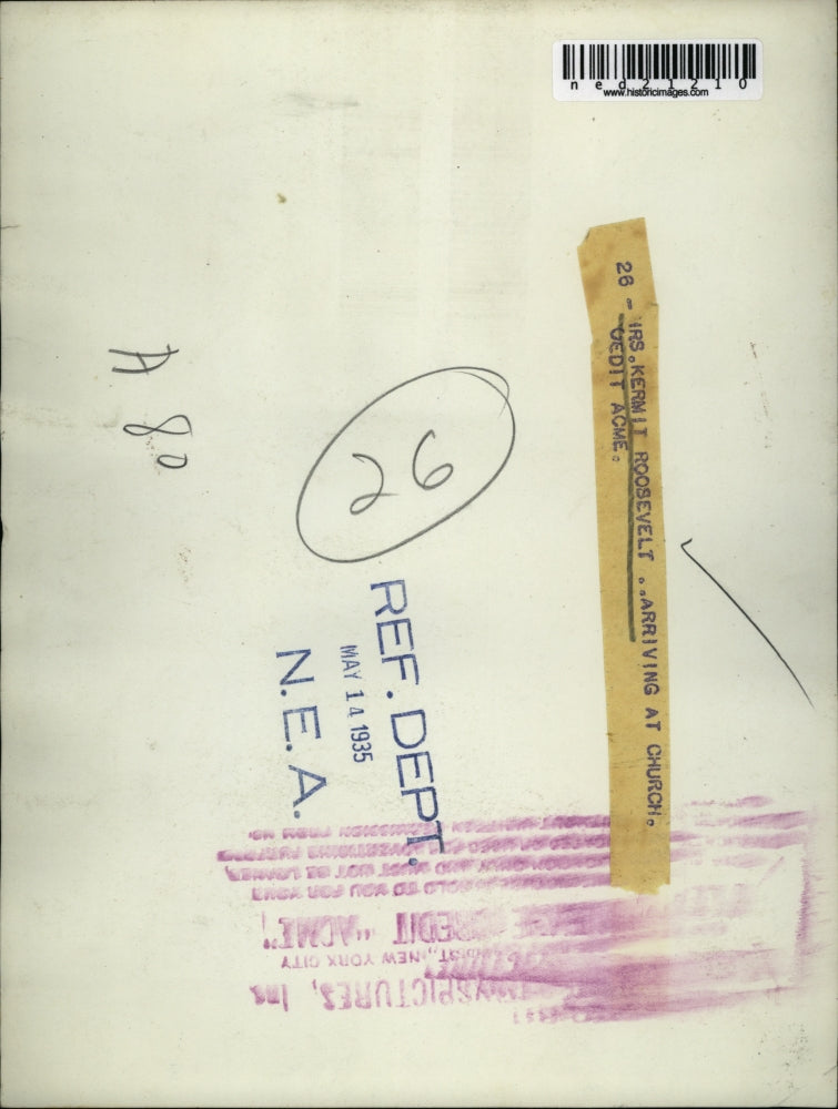 1935 Press Photo Kermit Roosevelt Arriving At Church