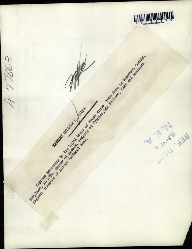 1947 Press Photo Malcolm R. Giles Supreme Secretary To The Loyal Order Of Moose