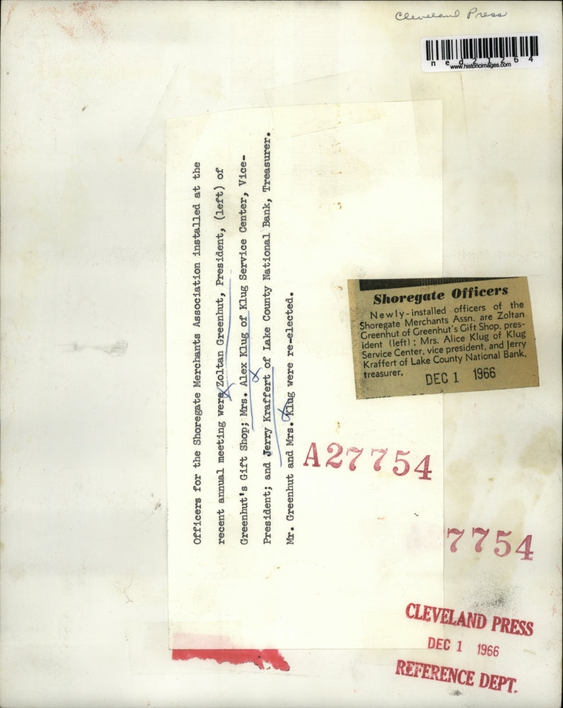 1966 Press Photo Officers for Shoregate Merchants Association