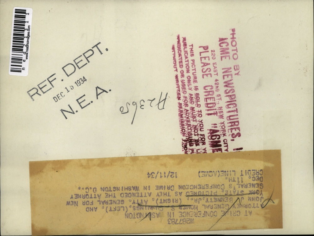 1934 Press Photo Homer Cummings and John Bennett Jr. Attend Atty General Meeting