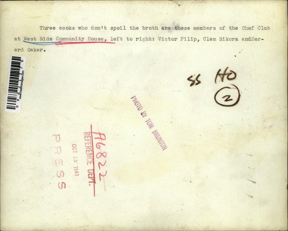 1943 Press Photo Members of The Chef Club at the West Side Community House.