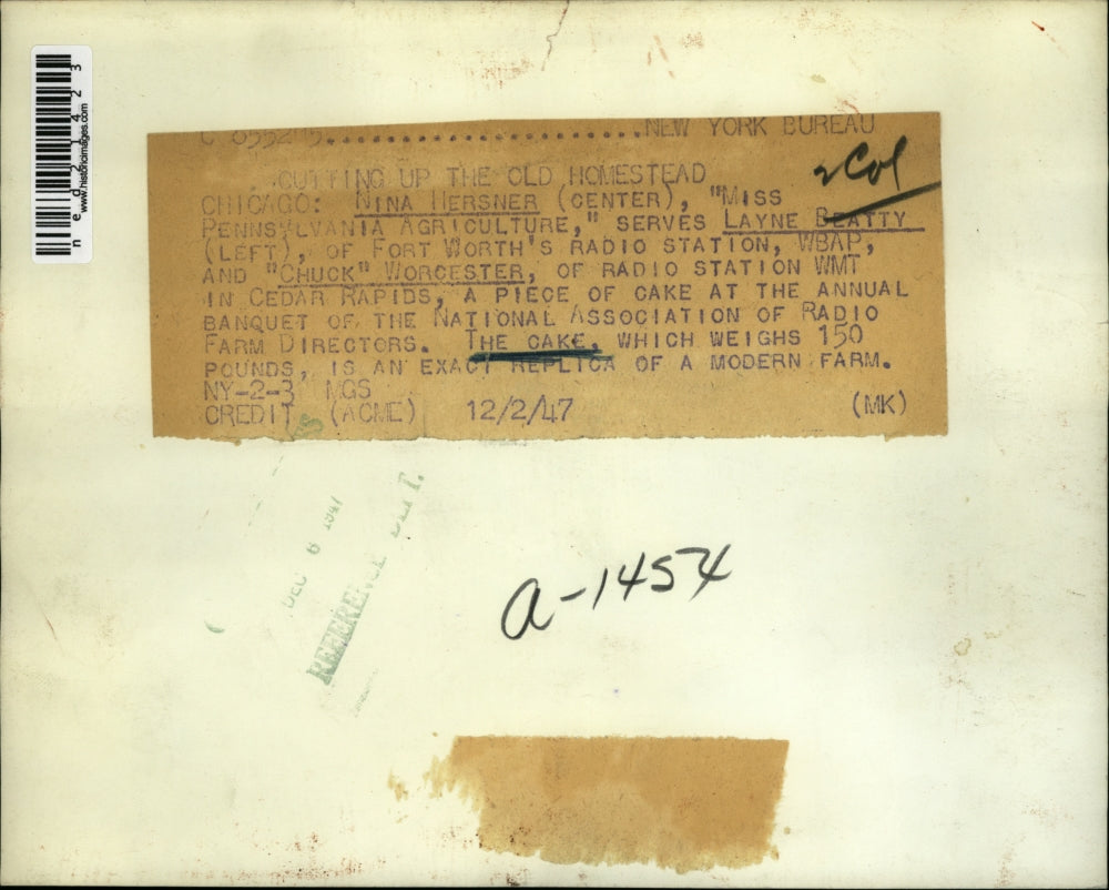 1947 Press Photo Nina Hersner, Layne Beatty and "Chuck" Worcester,Chicago,IL.