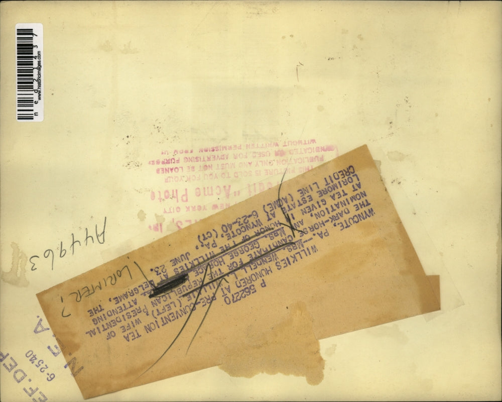 1940 Press Photo Wyncute PA Mars Wendell Willkie & Mrs Geo Lorimer GOP conv.