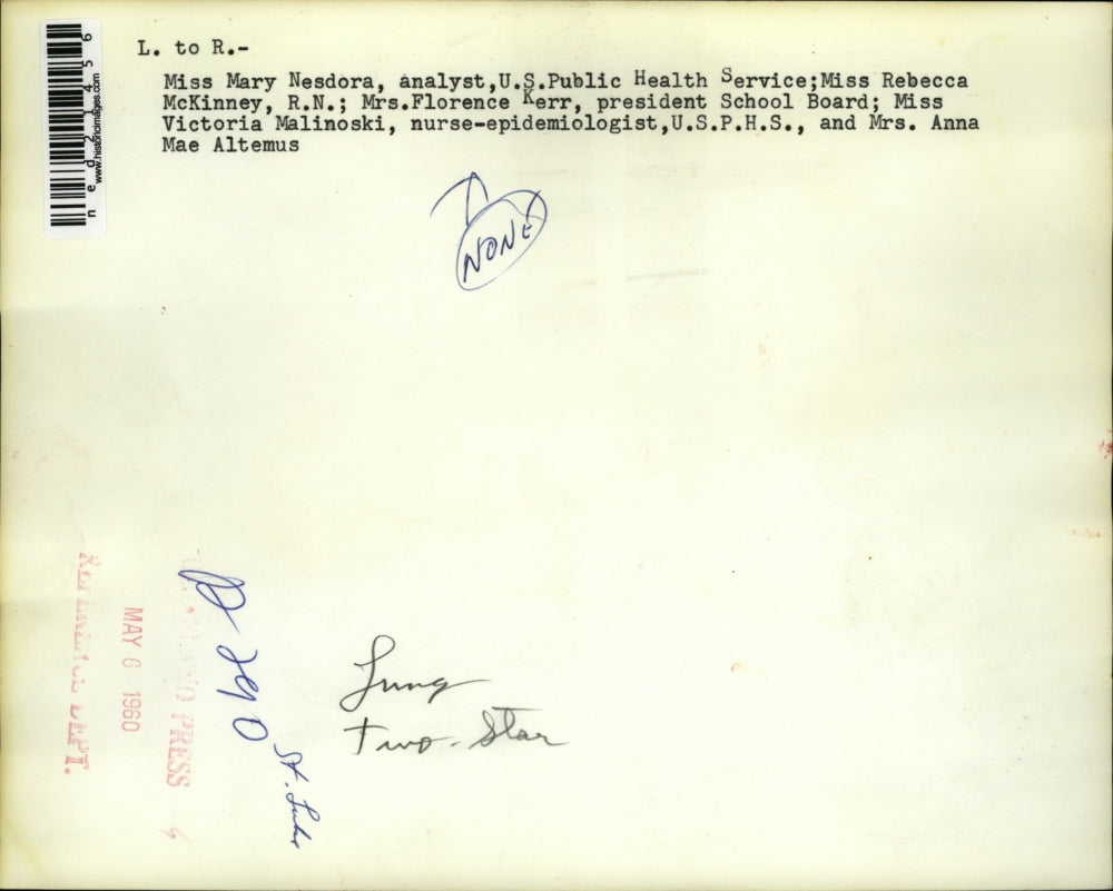1960 Press Photo Miss Mary Nesdora, Miss Rebecca McKinney, Mrs. Florence Kerr