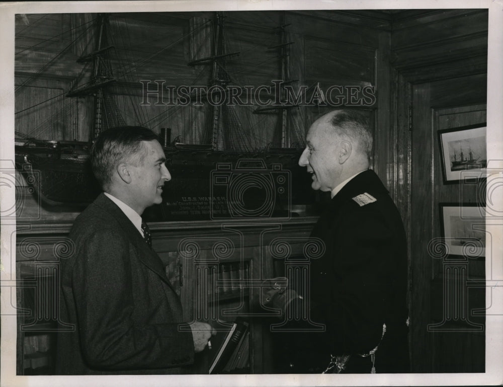 1937 Press Photo Charles Edison Visits Philadelphia Navy Yard