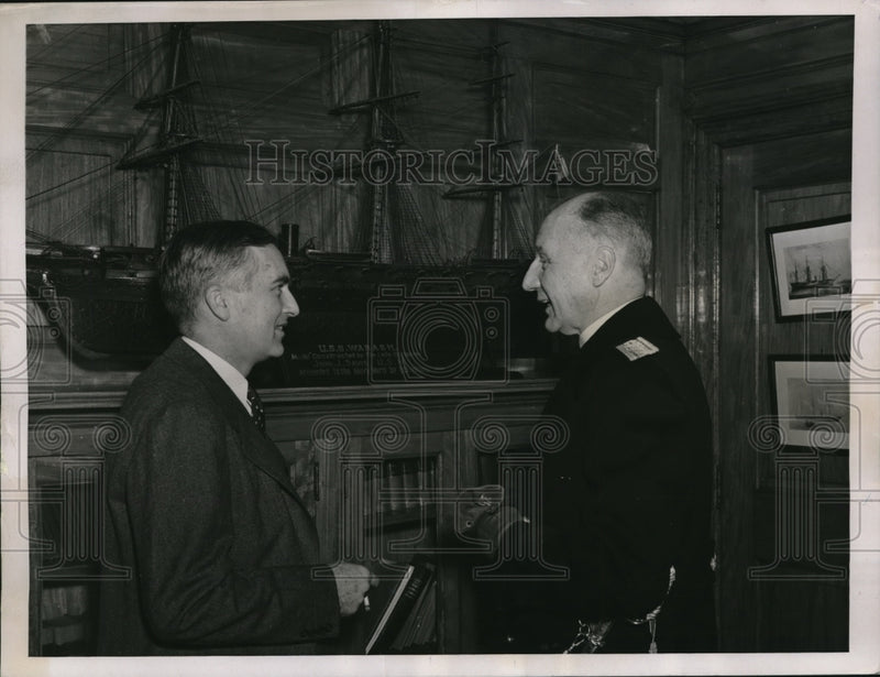 Load image into Gallery viewer, 1937 Press Photo Charles Edison Visits Philadelphia Navy Yard

