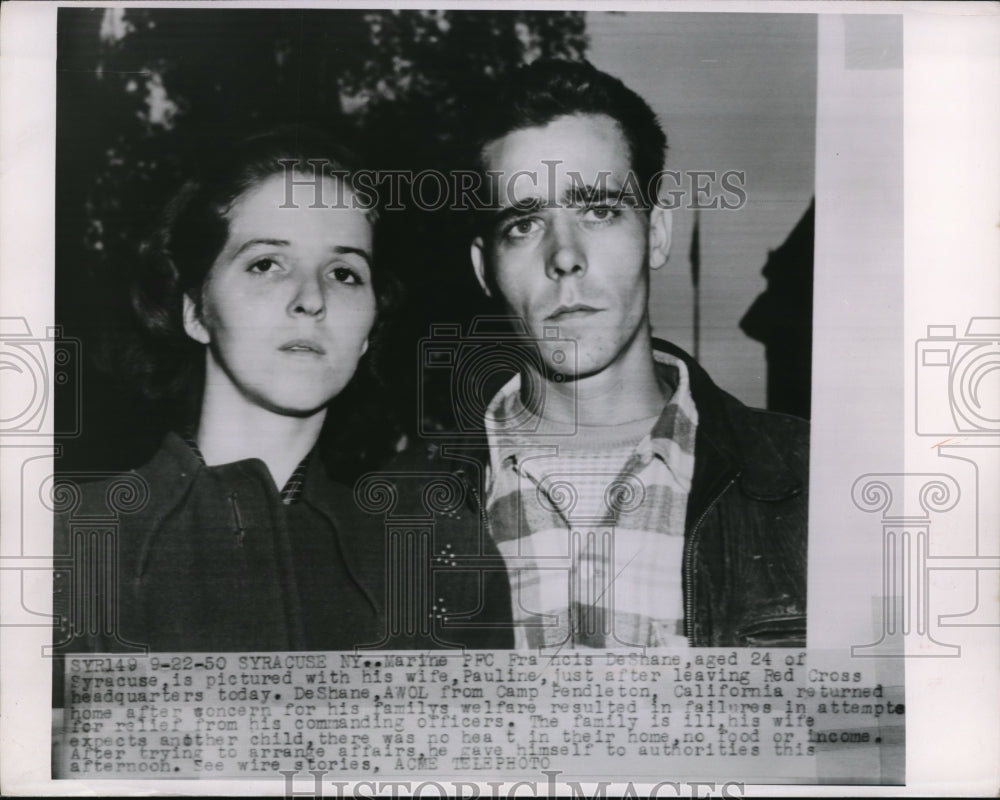 1950 Press Photo AWOL U.S. Marine Francis DeShane &amp; Wife Pauline- Historic Images