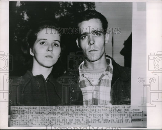 1950 Press Photo AWOL U.S. Marine Francis DeShane & Wife Pauline- Historic Images