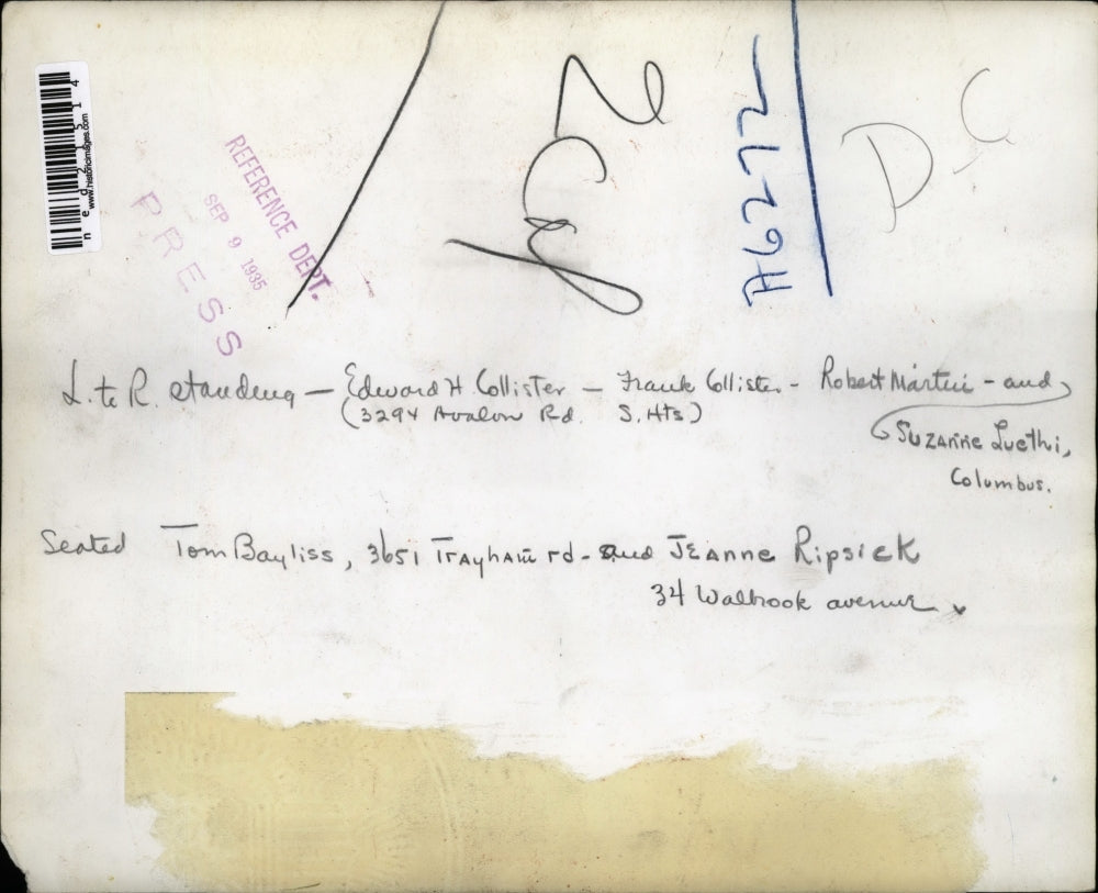 1935 Press Photo Edward H Collister Robert Martui Suzanne Luethi Tom Bayliss