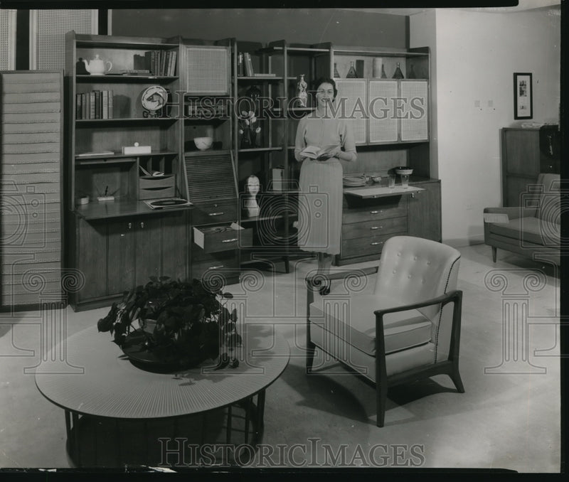 Load image into Gallery viewer, 1958 Press Photo Drexel storage center assembled from 7 coordinated units.
