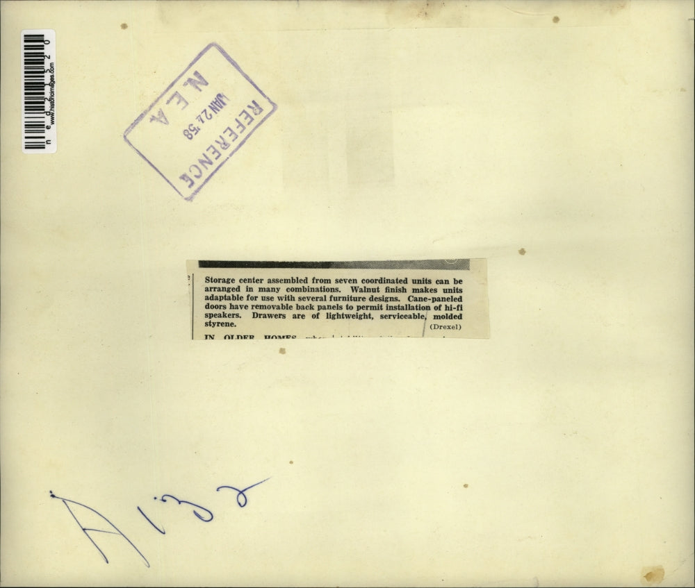 1958 Press Photo Drexel storage center assembled from 7 coordinated units.