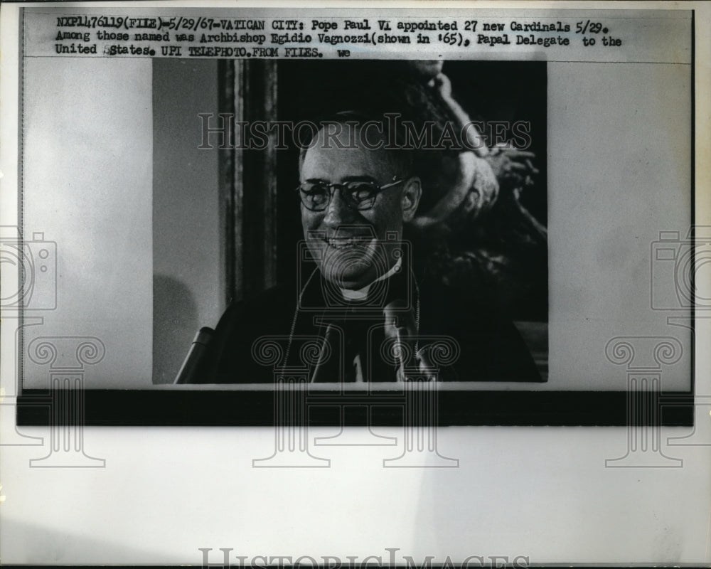 1967 Press Photo Archbishop Egidio Vagnozzi, U.S. Papal Delegate, Vatican City.