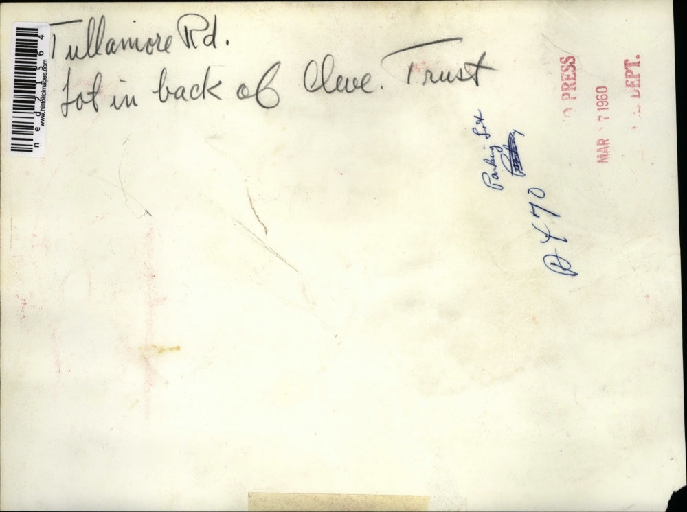 1960 Press Photo Tullamore Road lot behind Cleveland Trust building