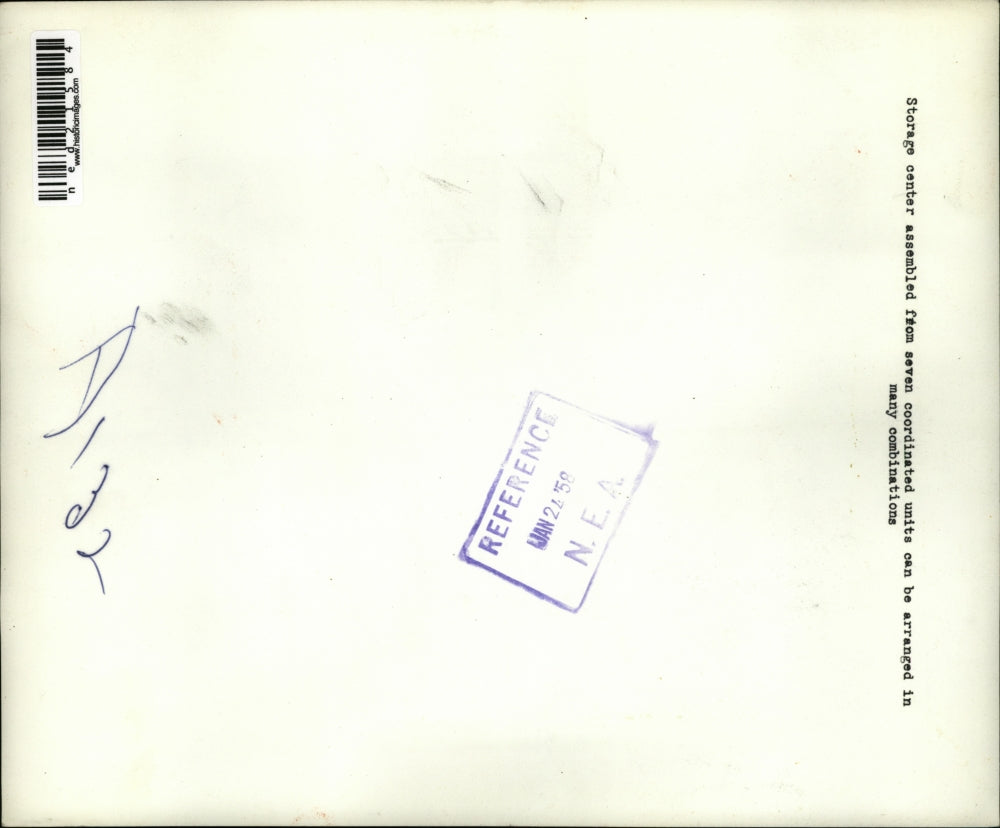 1958 Press Photo Storage center co ordinated units for a living room