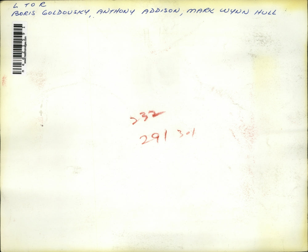 Press Photo Boris Goldousky, Anthony Addison, Mark Wynn Hull