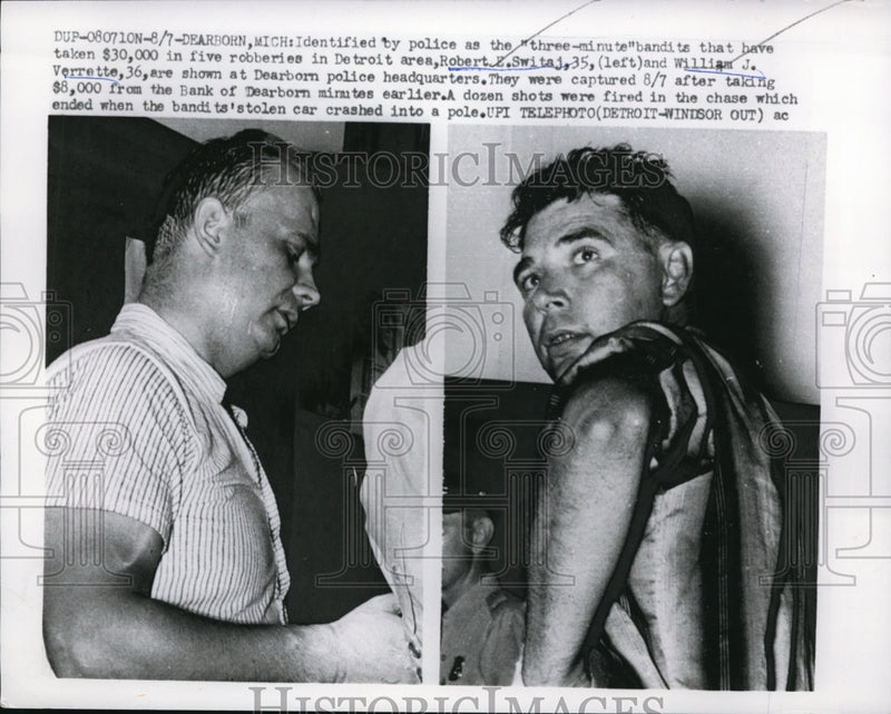 Load image into Gallery viewer, 1959 Press Photo Dearborn Police Catch Robbers Robert Switaj William J Verrette
