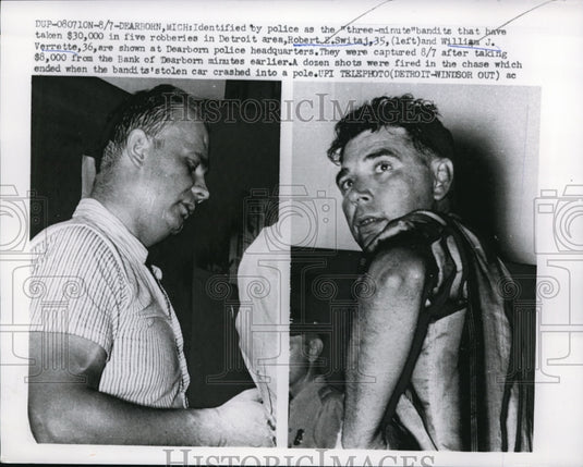 1959 Press Photo Dearborn Police Catch Robbers Robert Switaj William J Verrette