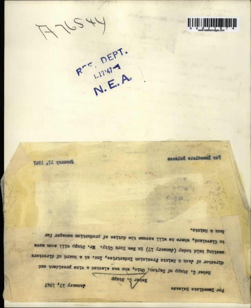 1947 Press Photo Reber C. Stupp Dayton Ohio Vice President Jack Heintz New York