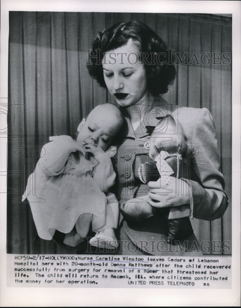 1954 Press Photo Nurse Caroline Winston leaves Cedars of Lebanon Hospital