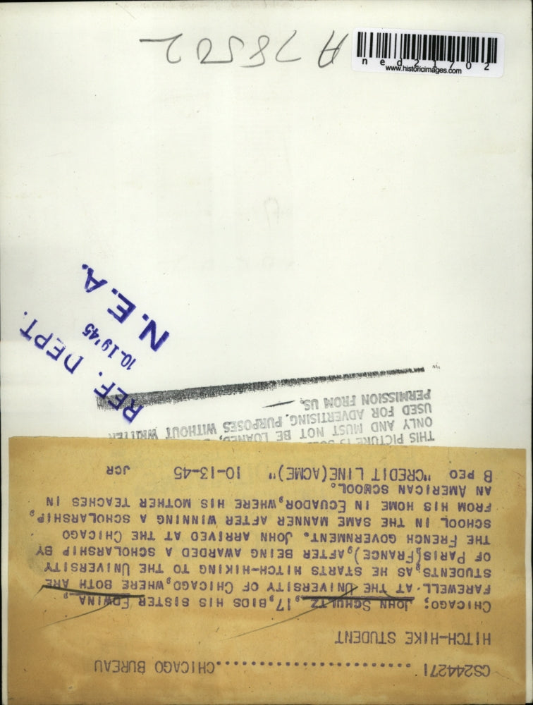 1945 Press Photo Chicago John Schultz & sister Edwina at Univ. of Chicago